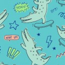 Printed Wincy Col. 121 Crocs Blue (Min: 10mtrs)